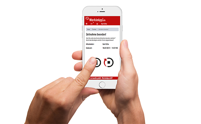 Bedienung der Arbeitszeuiterfassung statt Excel-Tabelle kinderleicht mit Smartphone