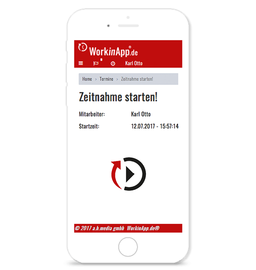 Handwerkersoftware mit Funktionen Zeiterfassung unterwegs mit Handwerker-App und Smartphone